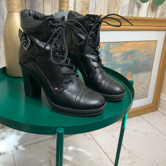 G by Guess Black ‘Gogi’ Heeled Lace Up Boot - Picture 4 of 6